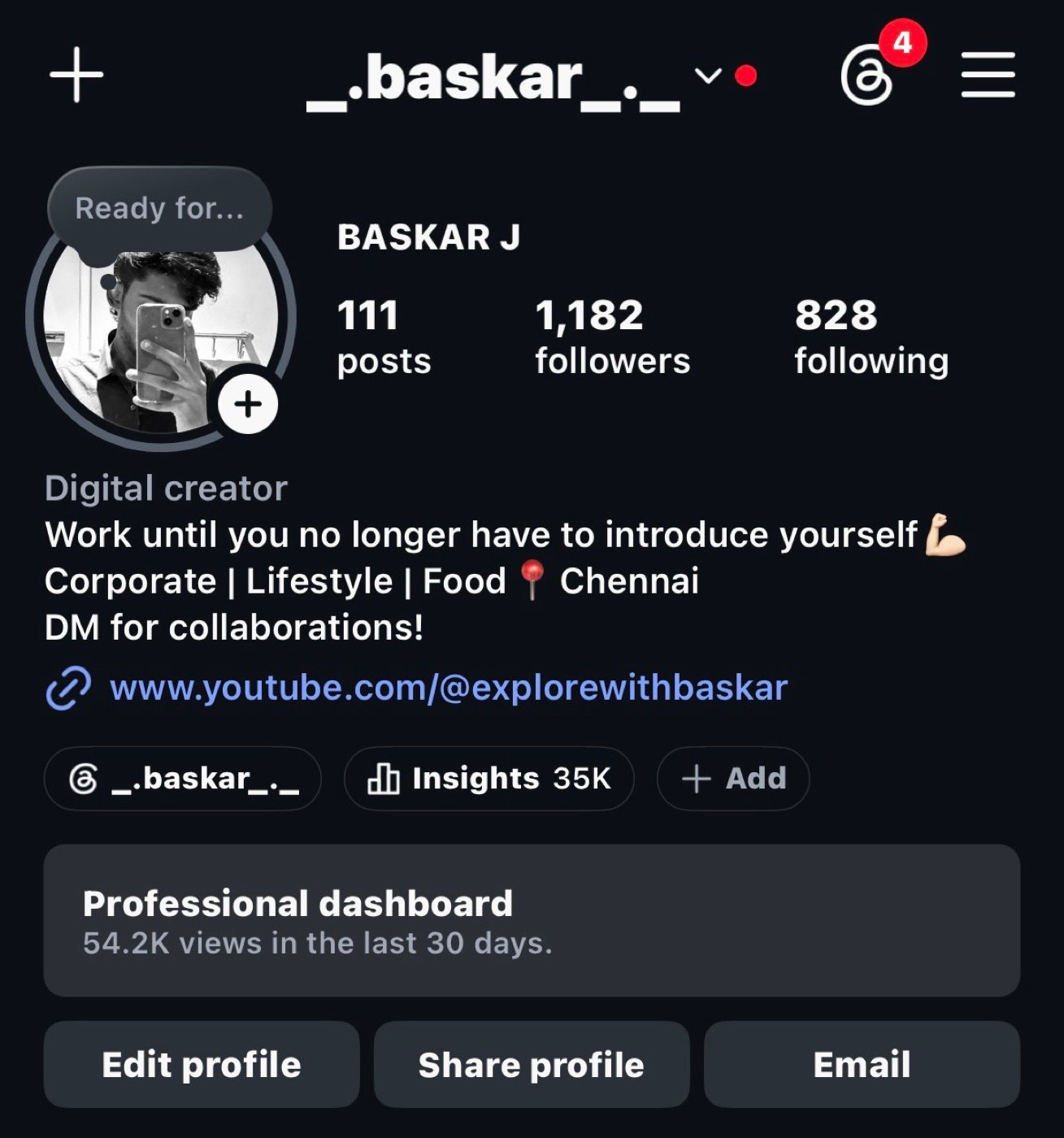 BASKAR J Instagram profile